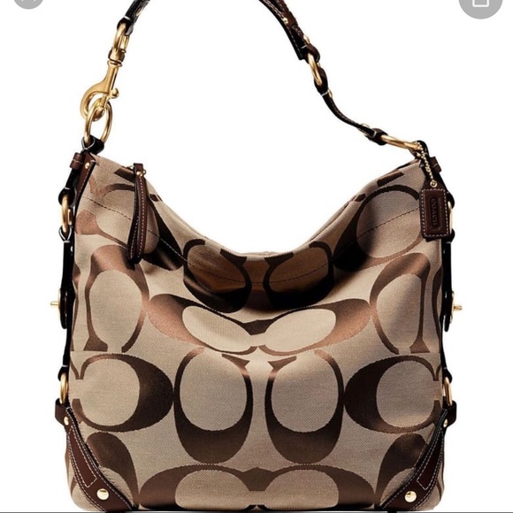 Coach Handbags - Coach Carly Large Signature bag with gold
